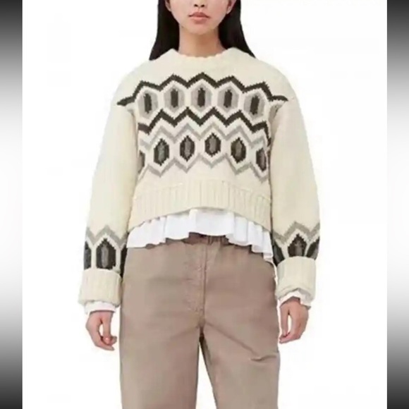 Ganni Chunky Graphic Cropped Sweater, Small - Picture 3 of 7